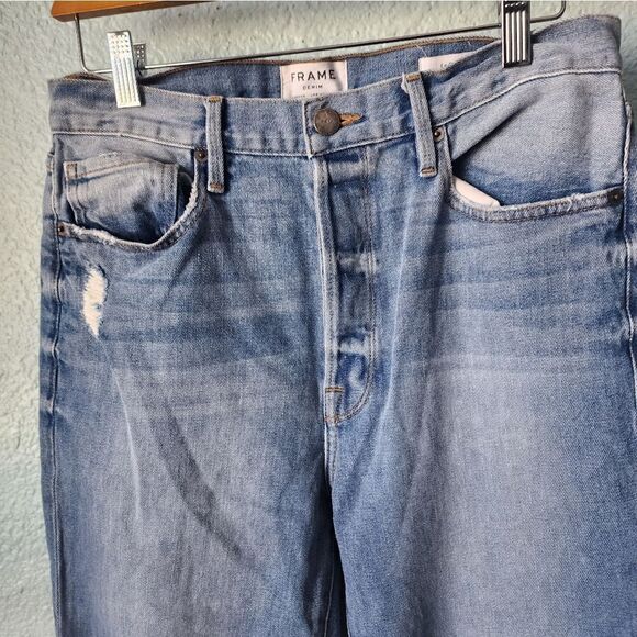Frame denim le original denim distressed jeans raw hem - Picture 13 of 14